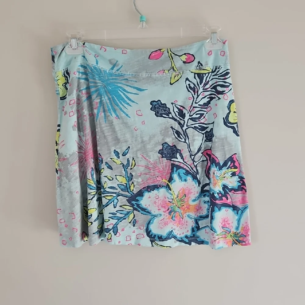 Floral Print Skirt in Blue and Pink - Picture 1 of 2